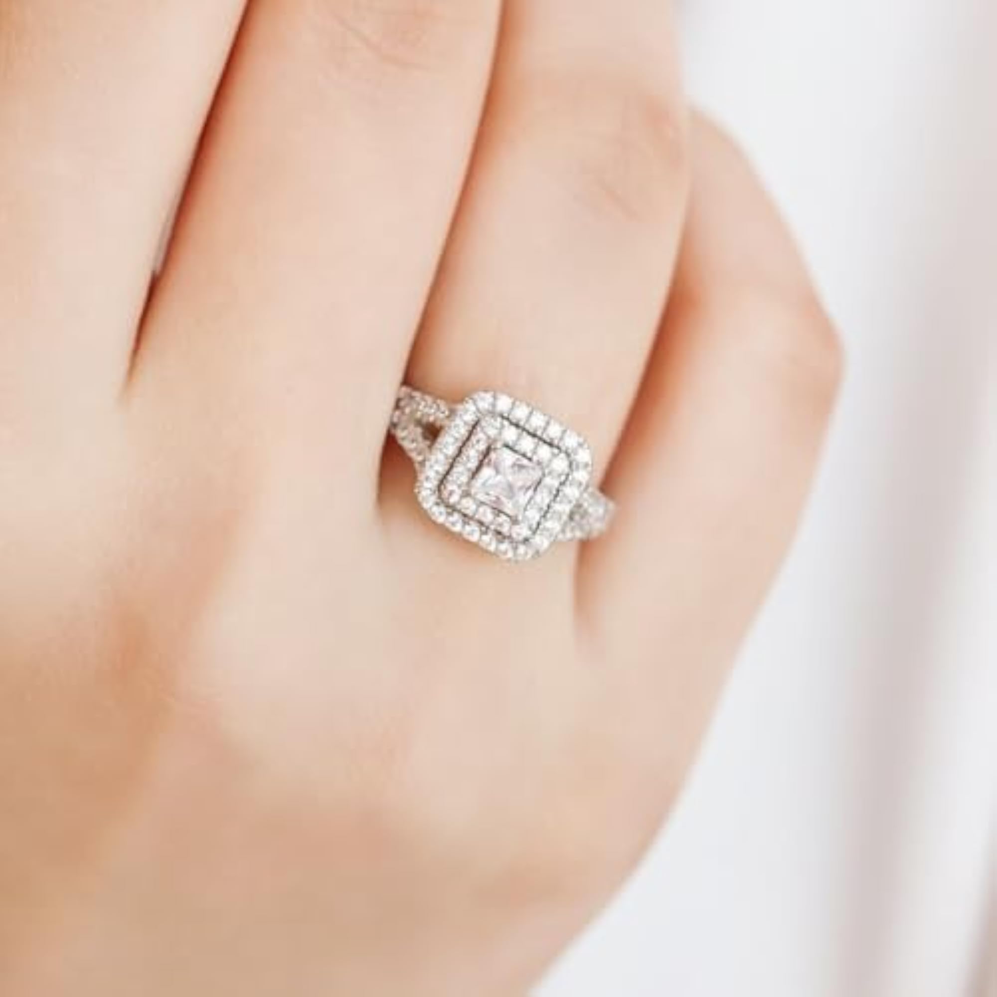 925 Silver CZ Solitaire Rhodium Ring for Women